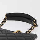 CHANEL Chain Tote Bag Caviar Skin Black Gold CC Auth 208554SAM-8