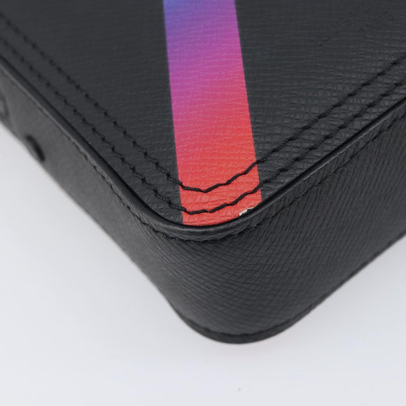 LOUIS VUITTON Taiga Rainbow Danube Messenger Bag Black M30332 LV Auth 208555M