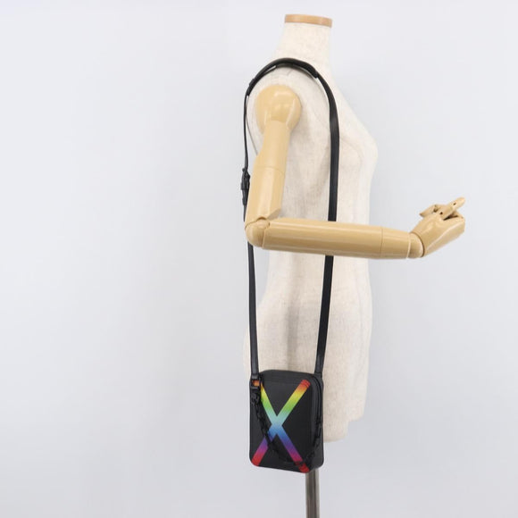 LOUIS VUITTON Taiga Rainbow Danube Messenger Bag Black M30332 LV Auth 208555M