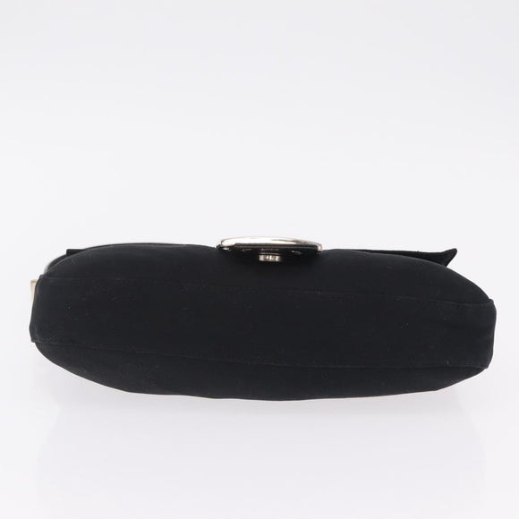 FENDI Mamma Baguette Shoulder Bag Cotton Jersey Black Silver 26424 Auth 208557V