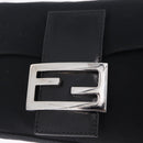 FENDI Mamma Baguette Shoulder Bag Cotton Jersey Black Silver 26424 Auth 208557V-17