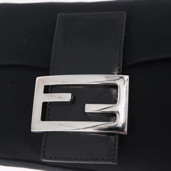 FENDI Mamma Baguette Shoulder Bag Cotton Jersey Black Silver 26424 Auth 208557V