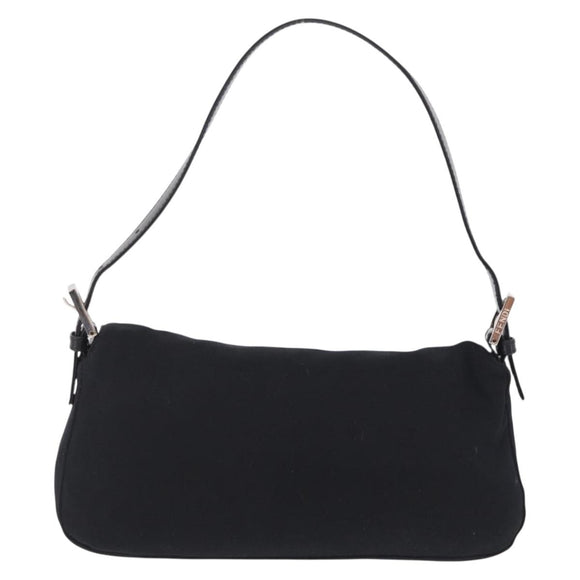 FENDI Mamma Baguette Shoulder Bag Cotton Jersey Black Silver 26424 Auth 208557V