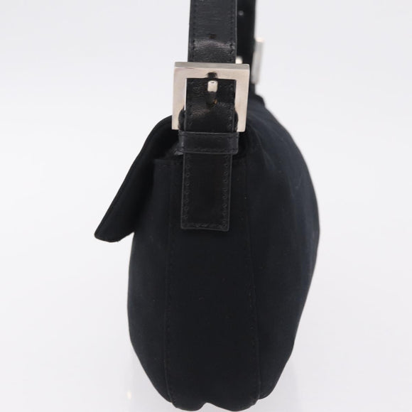 FENDI Mamma Baguette Shoulder Bag Cotton Jersey Black Silver 26424 Auth 208557V