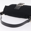 FENDI Mamma Baguette Shoulder Bag Cotton Jersey Black Silver 26424 Auth 208557V-6