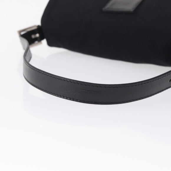 FENDI Mamma Baguette Shoulder Bag Cotton Jersey Black Silver 26424 Auth 208557V