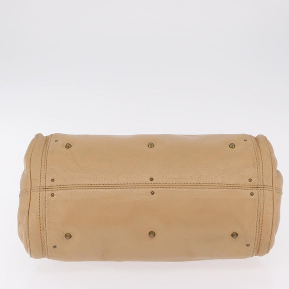 Chloe Paddington Hand Bag Leather Beige Gold Silver Auth 208558V