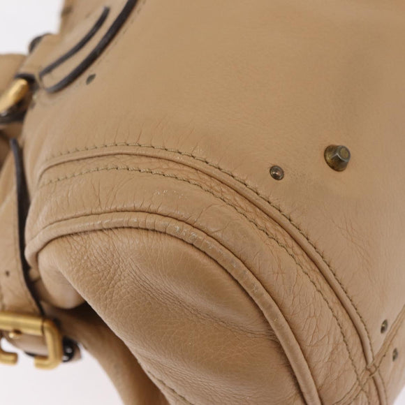 Chloe Paddington Hand Bag Leather Beige Gold Silver Auth 208558V