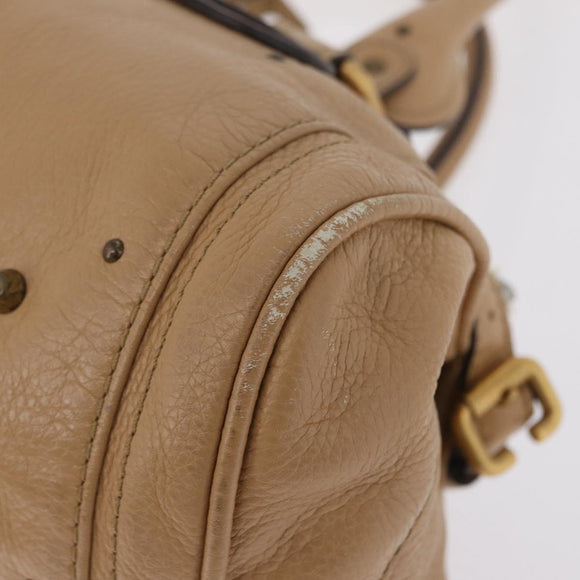 Chloe Paddington Hand Bag Leather Beige Gold Silver Auth 208558V