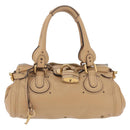 Chloe Paddington Hand Bag Leather Beige Gold Silver Auth 208558V-2