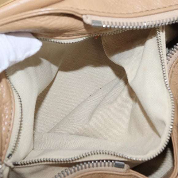 Chloe Paddington Hand Bag Leather Beige Gold Silver Auth 208558V