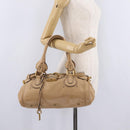Chloe Paddington Hand Bag Leather Beige Gold Silver Auth 208558V-32