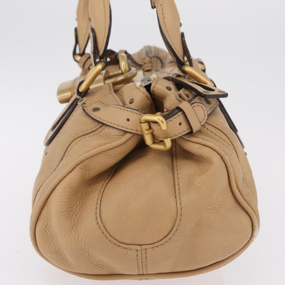 Chloe Paddington Hand Bag Leather Beige Gold Silver Auth 208558V