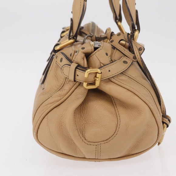 Chloe Paddington Hand Bag Leather Beige Gold Silver Auth 208558V