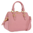 Miu Miu Hand Bag Leather 2way Pink Gold Auth 208563V-1