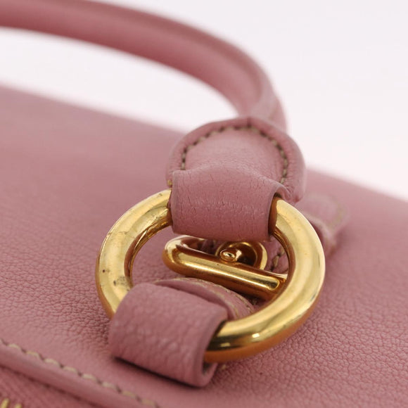 Miu Miu Hand Bag Leather 2way Pink Gold Auth 208563V