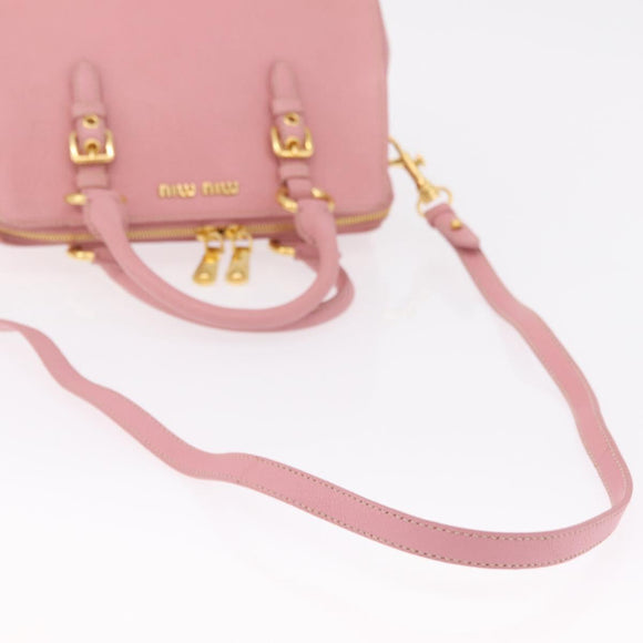 Miu Miu Hand Bag Leather 2way Pink Gold Auth 208563V
