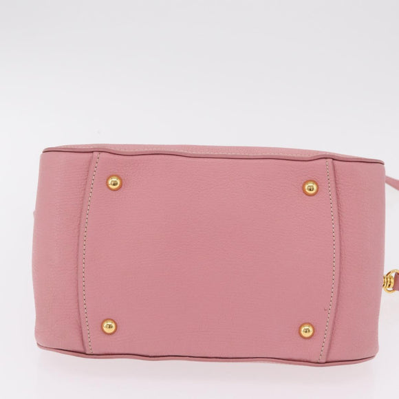 Miu Miu Hand Bag Leather 2way Pink Gold Auth 208563V