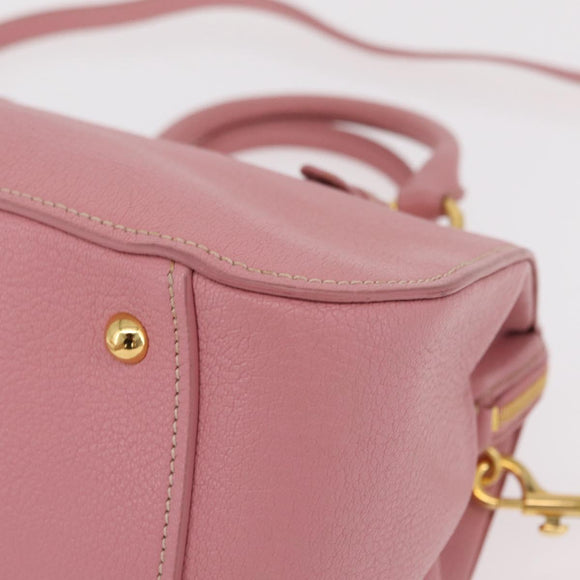 Miu Miu Hand Bag Leather 2way Pink Gold Auth 208563V