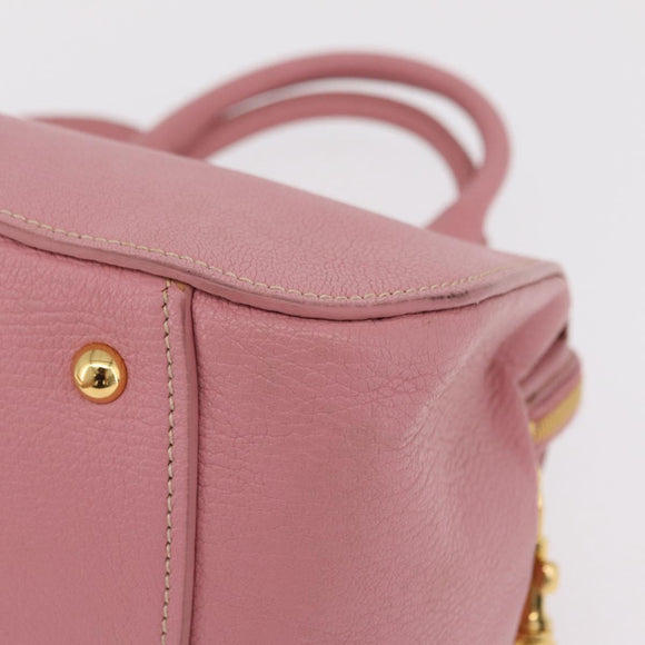 Miu Miu Hand Bag Leather 2way Pink Gold Auth 208563V
