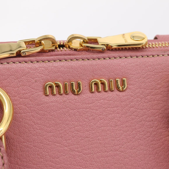 Miu Miu Hand Bag Leather 2way Pink Gold Auth 208563V