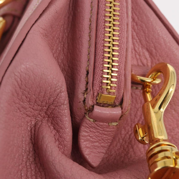 Miu Miu Hand Bag Leather 2way Pink Gold Auth 208563V