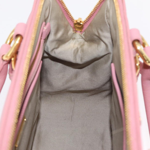 Miu Miu Hand Bag Leather 2way Pink Gold Auth 208563V