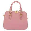 Miu Miu Hand Bag Leather 2way Pink Gold Auth 208563V-2