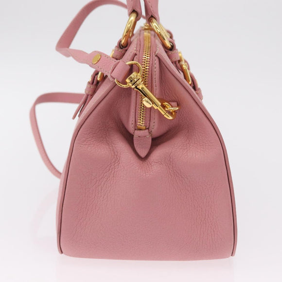 Miu Miu Hand Bag Leather 2way Pink Gold Auth 208563V