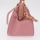 Miu Miu Hand Bag Leather 2way Pink Gold Auth 208563V-4