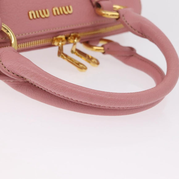Miu Miu Hand Bag Leather 2way Pink Gold Auth 208563V