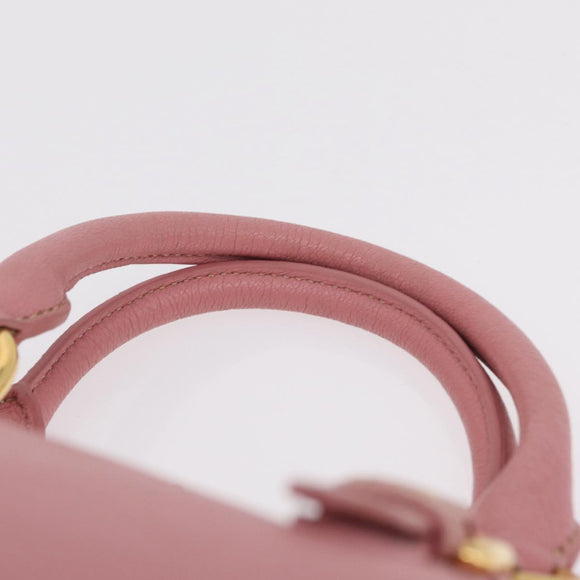 Miu Miu Hand Bag Leather 2way Pink Gold Auth 208563V