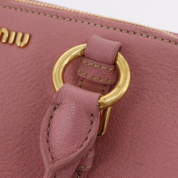 Miu Miu Hand Bag Leather 2way Pink Gold Auth 208563V