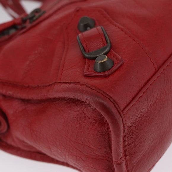 Balenciaga Mini City Hand Bag Leather Red 300295 Auth 208564V