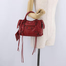 Balenciaga Mini City Hand Bag Leather Red 300295 Auth 208564V-29