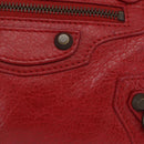 Balenciaga Mini City Hand Bag Leather Red 300295 Auth 208564V-3