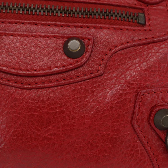 Balenciaga Mini City Hand Bag Leather Red 300295 Auth 208564V