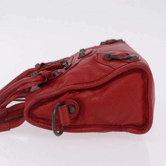 Balenciaga Mini City Hand Bag Leather Red 300295 Auth 208564V