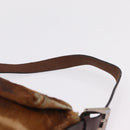 FENDI Mamma Baguette Shoulder Bag Harako Leather Brown Silver 26424 Auth 208565V-15