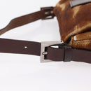 FENDI Mamma Baguette Shoulder Bag Harako Leather Brown Silver 26424 Auth 208565V-16