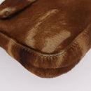 FENDI Mamma Baguette Shoulder Bag Harako Leather Brown Silver 26424 Auth 208565V-17
