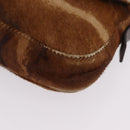 FENDI Mamma Baguette Shoulder Bag Harako Leather Brown Silver 26424 Auth 208565V-18
