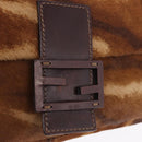 FENDI Mamma Baguette Shoulder Bag Harako Leather Brown Silver 26424 Auth 208565V-22