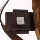 FENDI Mamma Baguette Shoulder Bag Harako Leather Brown Silver 26424 Auth 208565V-23