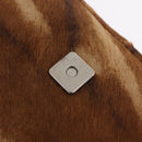 FENDI Mamma Baguette Shoulder Bag Harako Leather Brown Silver 26424 Auth 208565V-24