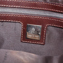 FENDI Mamma Baguette Shoulder Bag Harako Leather Brown Silver 26424 Auth 208565V-25
