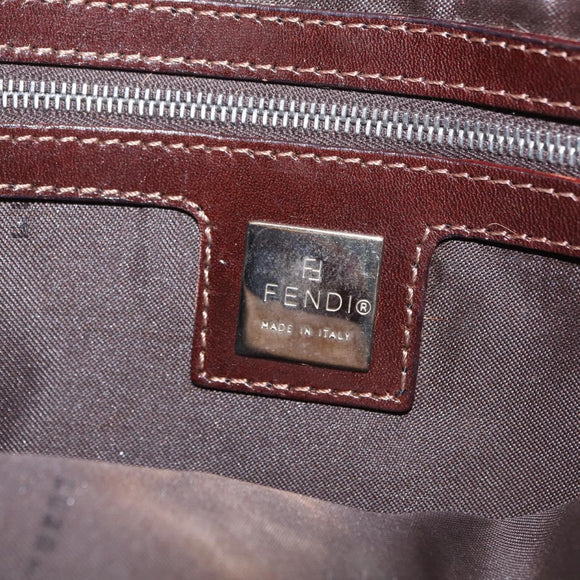 FENDI Mamma Baguette Shoulder Bag Harako Leather Brown Silver 26424 Auth 208565V