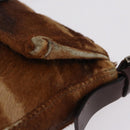 FENDI Mamma Baguette Shoulder Bag Harako Leather Brown Silver 26424 Auth 208565V-4
