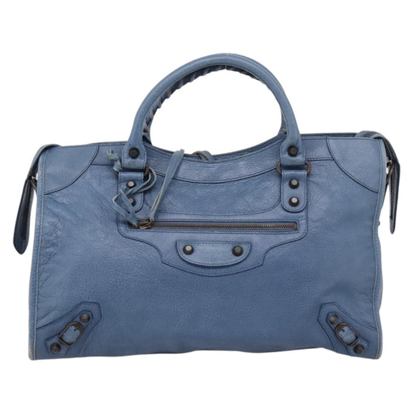 Balenciaga The City Hand Bag Leather 2way Blue 115748 Auth 208567V