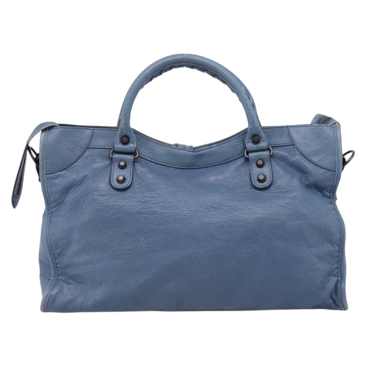 BALENCIAGA THE CITY 115748 ブルー Balenciaga The City Hand Bag Leather 2way Blue 115748 Auth 208567V
